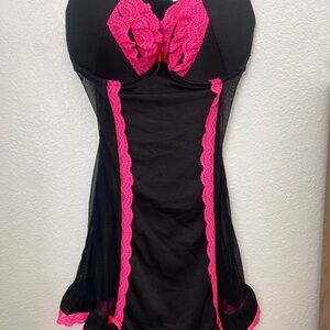 Elegant Black and Pink Chemise